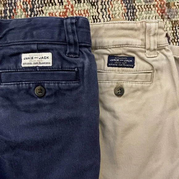 Bundle of JANIE AND JACK Twill Stretch Pants in Size 3-4 Y in Navy and Khaki - Picture 2 of 7
